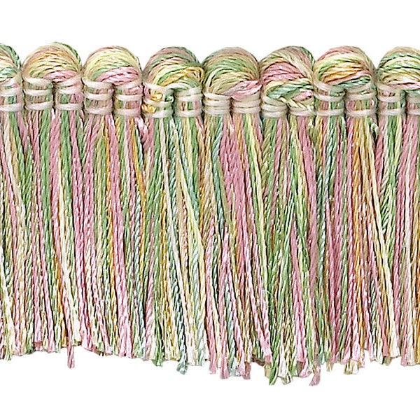 1 1/2" (3.5cm) long Brush Fringe Trim #3549 (Light Pink, White Ivory, Green Blue) Sold By The Yard (36"/3 ft/0.9m)