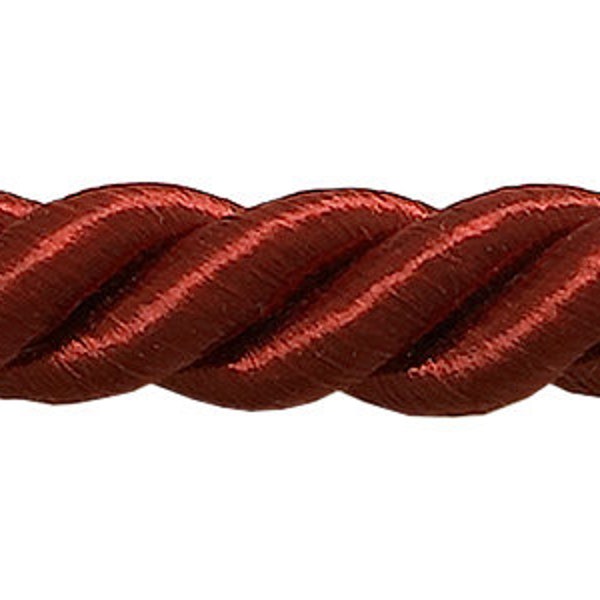 3/8" (1cm) Decorative Twisted 3-ply Rope Cord Trim (Style# 0038NL), Cherry Red #E13 (Dark Crimson Red) Sold By The Yard (36"/3 ft/0.9m)