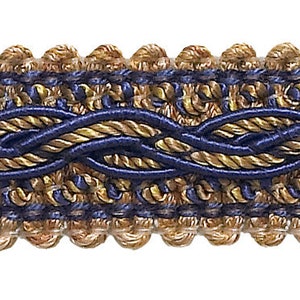 7/8" (2cm)  Scroll Gimp Braid Trim, Navy Beige Blue Multicolor #5817 (Navy Blue, Royal Blue, Golden Beige) Sold By The Yard (36"/3 ft/0.9m)