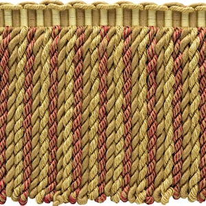 6&quot; (15cm) long Bullion Fringe Trim (Style# BFIC6) #I30 (Golden Beige, Dark Red, Light Brown) Sold By The Yard (36&quot;/3 ft/0.9m)