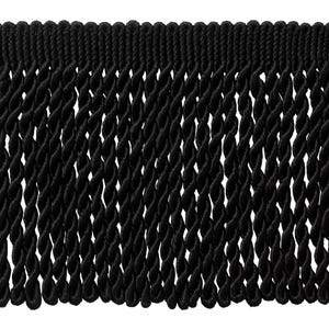 DÉCOPRO 6" (15cm) Decorative Bullion Fringe Trim, Traditional Satiny Finish # BFS6 Pure Black #K9 5 Yards (15 ft/4.5m)