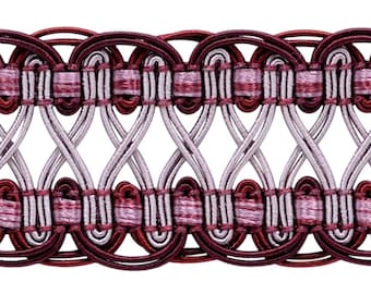 1 1/4" (3cm) Braid Trim (Style# 0125RWG), Holly Red Multicolor #VL01 (Wine Red, Pine Green, Pure White) Sold By The Yard (36"/3 ft/0.9m)