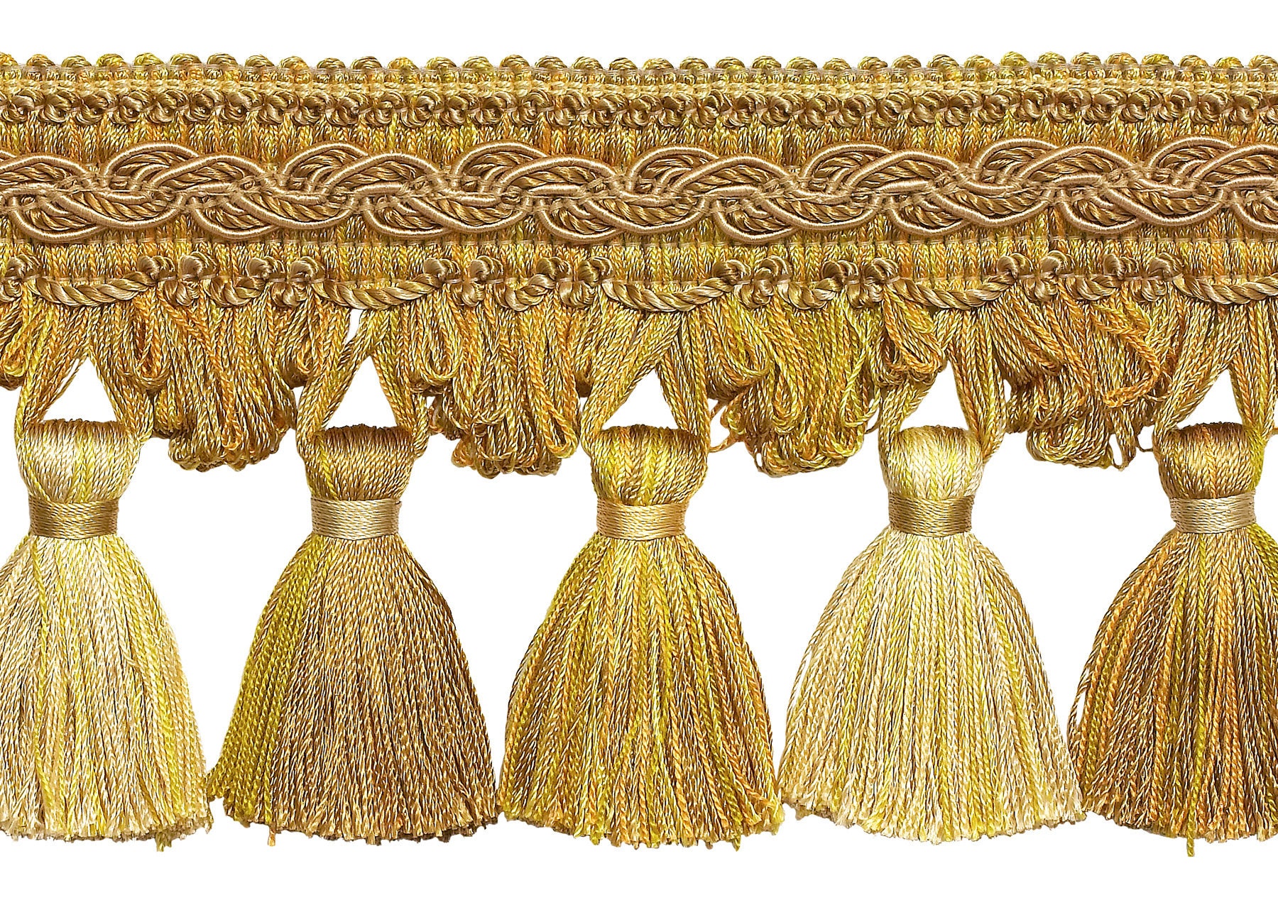 ISABELLE Vintage Gold 3 1/2 Beaded Tassel Fringe Trim / Drapery,  Upholstery, Pillows, Home Decor / by the Yard 