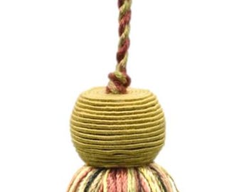 DÉCOPRO Decorative 4" (10cm) Key Tassel, 3 1/2" (8.5cm) Loop# VTS, Beige Harvest #VNT21 (Dark Red, Light Red, Dark Beige) Set of 10