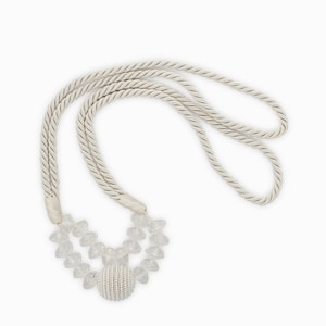 DecoPro Beautiful Pair of Ivory, Pearl Bead Rope Holdback with 39 1/2 inch Spread (Embrace), Set of Two Decorative Rope Tiebacks