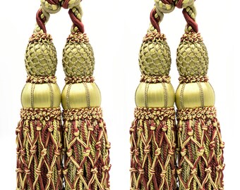 DÉCOPRO Curtain & Drapery Double Tassel Tieback, Tassel Length 10" (25cm), Spread 38" (96.5cm) # TBEL102 #EL09 Set of 2