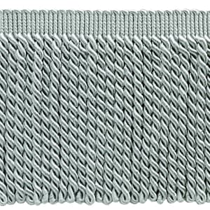 6" (15cm) Basic Solid Collection Traditional Satiny Bullion Fringe Trim (Style# BFS6), Silver Grey #049 (Grey Silver) 5 Yards (15 ft/4.5m)