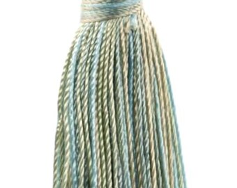 DÉCOPRO 3" (7.5cm) Bell Tassel, 1" (2.5cm) Loop | Craft Tassel BT3 Beach Green PR10 (Light Green, Green Blue, Khaki Beige) Sold Individually