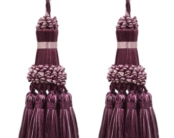 DÉCOPRO  4" (10cm) Key Tassel, 3" (7.5cm) Loop# NKT, Luscious Lavenders #2927 (Lavender Purple, Dark Purple, Light Purple) Set of 2