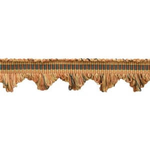 1 3/4&quot; long (4cm) Scalloped Fringe Trim (SFRW0175) #VL02 (Red Orange,Light Orange,Forest Green) Sold By The Yard,36&quot;/3 ft/0.9m