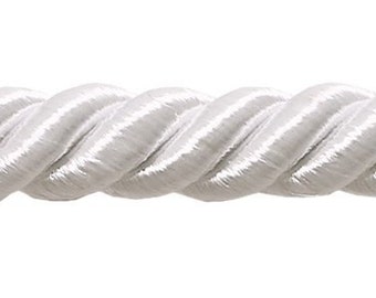 Decoratief gedraaid 3-laags koordkoord van 3/8" (1 cm) (stijlnr. 0038NL), zuiver wit #A1 (helderwit) 12 Yard (36 ft/11 m)