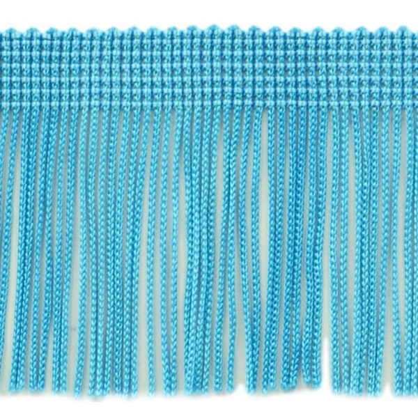 2" (5cm) long Solid Chainette Fringe Trim (Style# CF02), Turquoise Blue #04 (Dark Sky Blue) Sold By The Yard (36"/3 ft/0.9m)