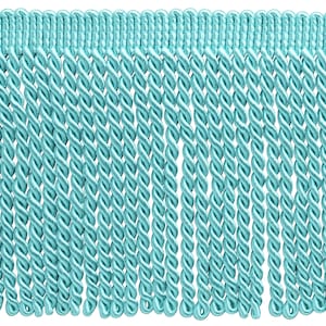 DÉCOPRO 6" (15cm) Decorative Bullion Fringe Trim, Traditional Satiny Finish # BFS6 Aquatic Blue #M17 27 Yards (82 ft/25m)