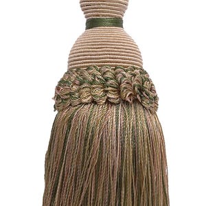 DÉCOPRO 5" (12.5cm) Key Tassel, 3 1/2" (8.5cm) Loop, # IKTJ, Beige Khaki Green #4567 (Khaki Green, Dark Beige) Sold Individually