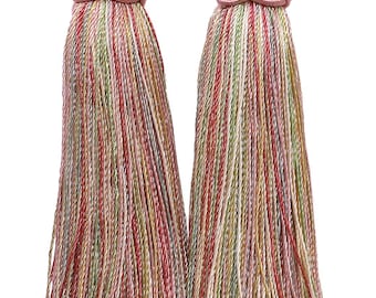 DÉCOPRO Double Tassel Curtain and Drapery Tieback / Holdback, 4" (10cm), 26" (66cm) # ICT, Summer Rose Pink #3549, Sold Individually