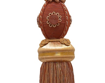 DÉCOPRO Curtain & Drapery Tassel Tieback, Tassel Length 10" (25cm), Spread 30" (76cm) # TBB1 #6122 (Rust, Gold) Sold Individually