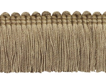1 1/2" (3.5cm) long Basic Trim Collection Brush Fringe Trim (0150SB), Dark Sand Beige #A8 (Grey Brown Beige) 27 Yards (82 ft/25m)