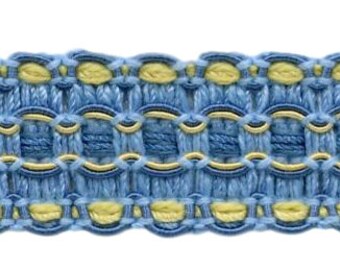 1" (2.5cm)  Lavish Gimp Braid Trim (0100VG), Cinderella Blue Multicolor #VNT13 (Light Blue, Sky Blue, Golden Yellow) 6 Yards (18 ft/5.5m)