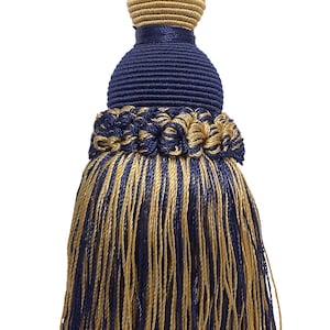 DÉCOPRO 5" (12.5cm) Key Tassel, 3 1/2" (8.5cm) Loop, # IKTJ, Nautical #1152 (Light Gold, Yellow Gold, Navy Blue) Sold Individually
