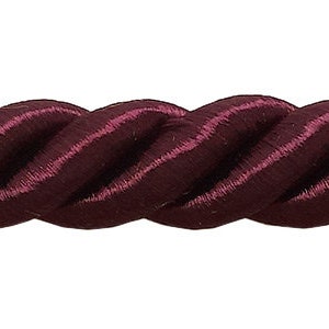 3/8&quot; (1cm) Decorative Twisted 3-ply Rope Cord Trim (Style# 0038NL), Dark Wine Red #E10 (Dark Burgundy Red) Sold By The Yard (36&quot;/3 ft/0.9m)