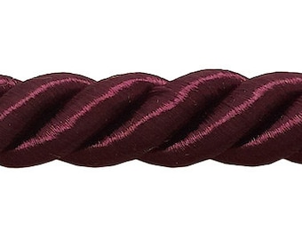 3/8" (1cm) Decorative Twisted 3-ply Rope Cord Trim (Style# 0038NL), Dark Wine Red #E10 (Dark Burgundy Red) Sold By The Yard (36"/3 ft/0.9m)