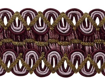 2" (5cm)  Gimp Braid Trim # 0200HG, Luscious Lavenders #2927 (Lavender Purple, Dark Purple, Light Purple) Sold By The Yard (36"/3 ft/0.9m)