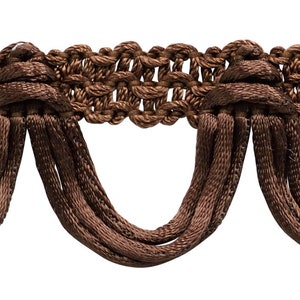 1 1/2&quot; long (3.5cm) Shiny Rattail Loop Fringe Trim (0150RT), Espresso Brown #E29 (Dark Brown) Sold By The Yard (36&quot;/3 ft/0.9m)