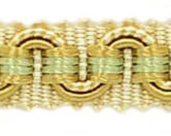 Adorno trenzado Gimp de 3/8" (1 cm), color dorado limón, multicolor #LX02 (oro claro, oro amarillo, verde salvia) Se vende cortado a la medida (36"/3 pies/0,9 m)