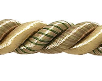 5/16" (0.5cm) 3-ply Rope Cord Trim # 516BNL, Garden Beige #6939 (Light Beige, Olive Green, Light Gold) Sold By The Yard (36"/3 ft/0.9m)