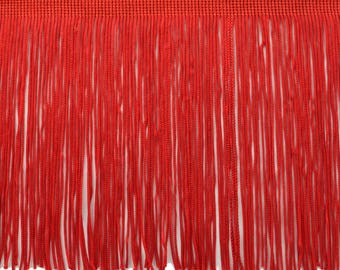 Ribete de flecos de cadena DÉCOPRO de 15 cm (6") n.° CF06, rojo cereza n.° E6 (rojo brillante). Se vende cortado a medida (0,9 m/36").