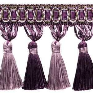 4&quot; (10cm) long  Tassel Fringe Trim #2927 (Lavendar Purple, Dark Purple, Light Purple) Sold By The Yard (36&quot;/3 ft/0.9m)