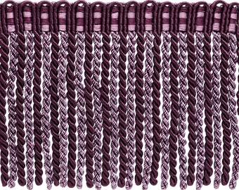 6" (15cm) long Bullion Fringe Trim with Knitted Header (Style# DB6) #2927 (Lavendar Purple, Dark Purple, Light Purple) 5 Yards (15 ft/4.5m)