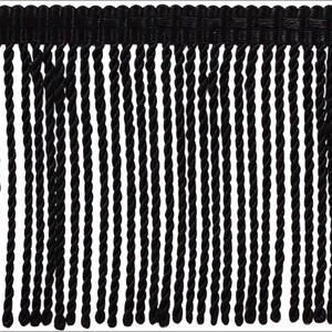 3&quot; (7.5cm) Thin Bullion Fringe Trim (Style# BFTC3), Pure Black #K9 (Jet Black) Sold By The Yard (36&quot;/3 ft/0.9m)