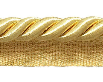 Large Light Gold 3/8" Basic Trim Cord With Sewing Lip, Sold by The Yard , Style# 0038S Color: B7
