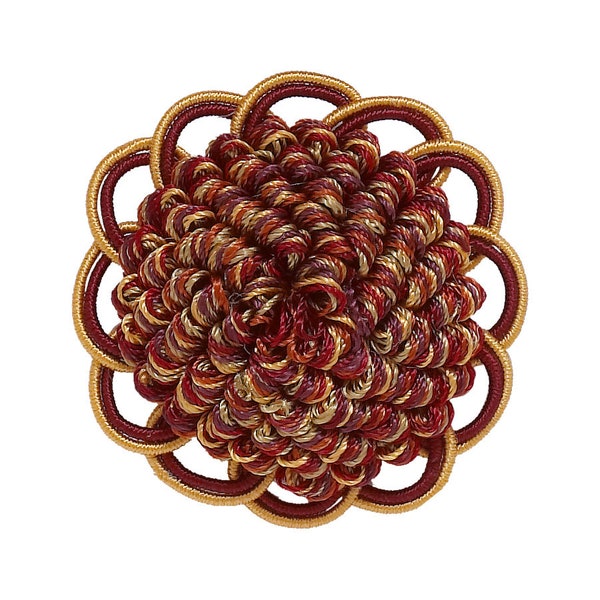 Decorative Rosette 2.5", Wine Gold / Baroque Collection Style# BR Color Autumn Leaves - 5716