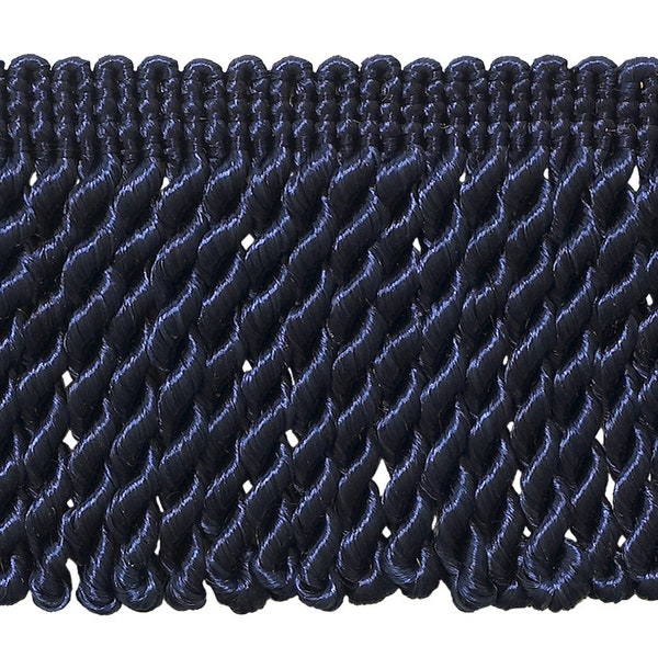 2 1/2" (6cm) long Bullion Fringe Trim (Style# EF25), Dark Navy Blue #J3 (Dark Blue) Sold By The Yard (36"/3 ft/0.9m)