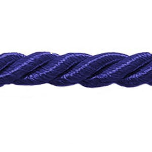 May include: A close-up of a dark blue twisted rope trim.