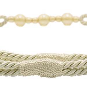 Rope Holdback Tieback, 26" Spread (66cm), Thick (RTB9920BEADED), Cream Ivory #A2 (Cream, Ivory, Off White) Sold Individually image 4