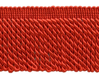 6 cm lange Bullion Fransenborte (Style# EF25), Feuerrot #88 (Scarlet Lava Rot) 54.6 Yards (164 ft/50 m)