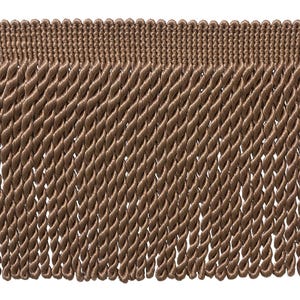 DÉCOPRO 6" (15cm) Decorative Bullion Fringe Trim, Traditional Satiny Finish # BFS6, Dark Sand Beige #A8 Sold By The Yard (36"/3 ft/0.9m)