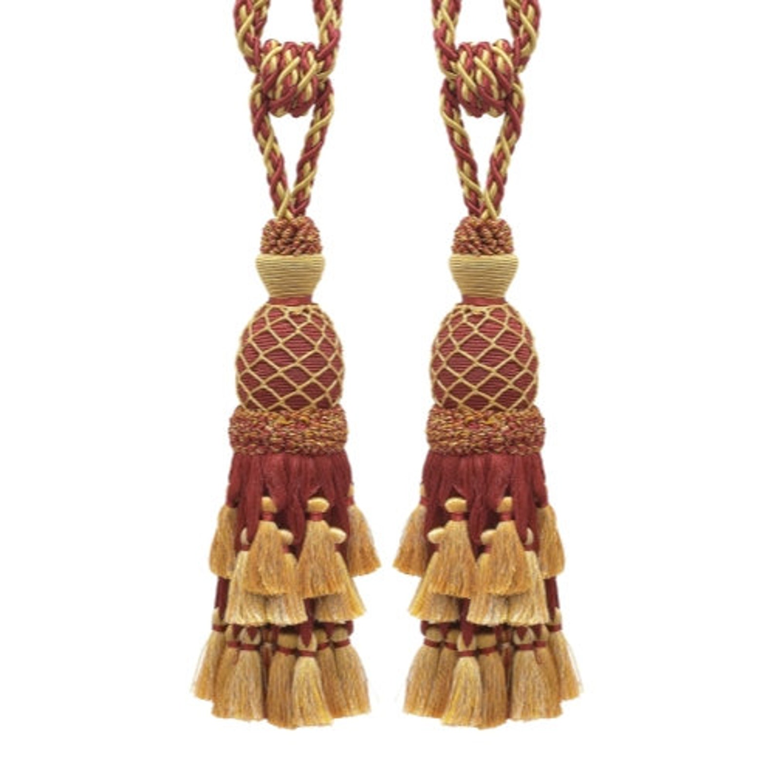 Pair of Burgundy Red Gold Curtain Tassel Tieback/11 inch Etsy