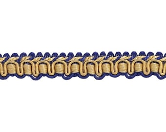 1/2" (1cm)  Gimp Braid Trim (0050IG), Nautical Gold Multicolor #1152 (Light Gold, Yellow Gold, Navy Blue) Sold By The Yard (36"/3 ft/0.9m)