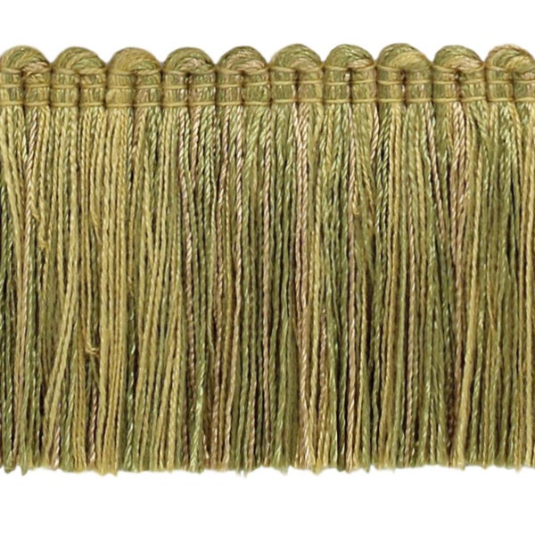 2" (5cm) long Shiny Brush Fringe Trim #VNT15 (Light Beige, Olive Green, Light Brown) Sold By The Yard (36"/3 ft/0.9m)