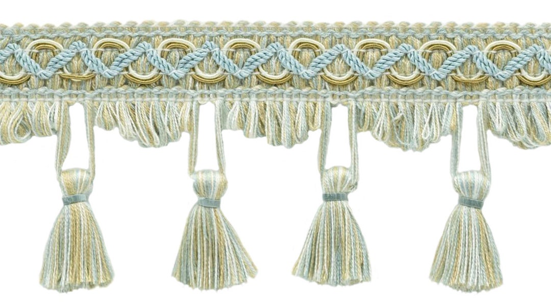 6 (15cm) long Solid Chainette Fringe Trim (Style# CF06), Antique Gold #C4  (Dark Yellow Gold) Sold By The Yard (36/3 ft/0.9m)