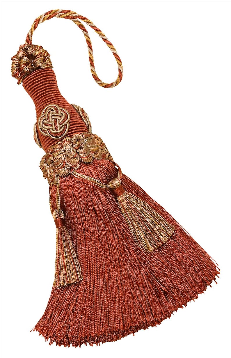 Elegant 6" (15cm) Key Tassel, 4" (10cm) Loop, accented with Rosette and Tassels #6122 Sold Individually image 2