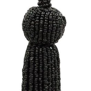 DÉCOPRO Beaded 4 1/2" (11cm) Key Tassel, 2 1/2" (6cm) Loop, with Seed Bead Design # KTB450, Pure Black #K9 (Jet Black) Sold Individually