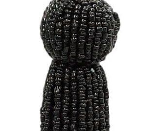 DÉCOPRO Beaded 4 1/2" (11cm) Key Tassel, 2 1/2" (6cm) Loop, with Seed Bead Design # KTB450, Pure Black #K9 (Jet Black) Sold Individually