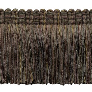 3&quot; (7.5cm) long  Vintage Brush Fringe Trim (0300VB), Umber Brown Multicolor #VNT27 (Dark Brown) Sold By The Yard (36&quot;/3 ft/0.9m)