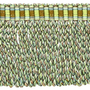 3&quot; (7.5cm) long Bullion Fringe Trim with Woven Header #VL12 (Olive Green, Chocolate Brown, Turquoise Blue) Sold By The Yard (36&quot;/3 ft/0.9m)