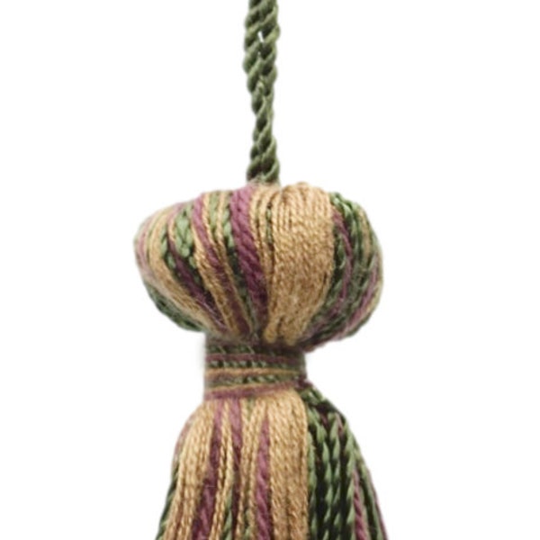 3" Tassel (7.5cm) Small Bell Tassel (BT3-CR), Harvest Brown Multicolor #P51 (Beige Brown, Olive Green, Magenta Purple), Sold Individually